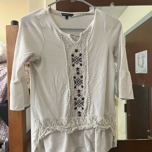 My Michelle Cream Embellished Asymmetrical Blouse